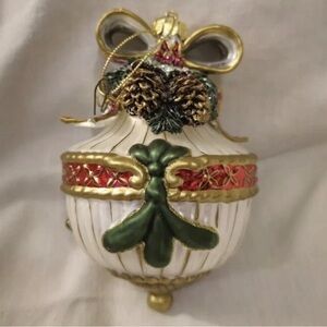 Fitz And Floyd Glass Round Motif Ornament New In Box